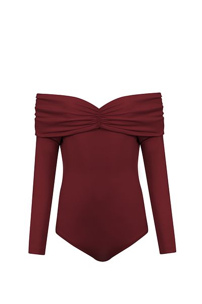 La Sarta Body Tolero cu mânecă lungă cu snap burgundy