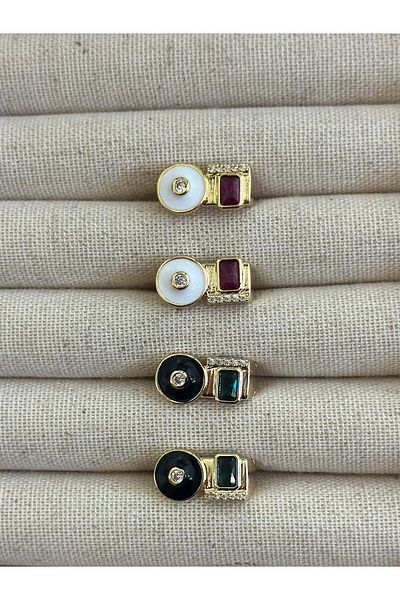 MyladyAccessoriess Pink Minimal Earrings - White, Stone Detailed