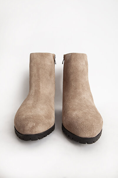 Dericlub Suede Mink Γυναικείες καθημερινές μπότες - Φερμουάρ, Γνήσιο δέρμα, Br 06048
