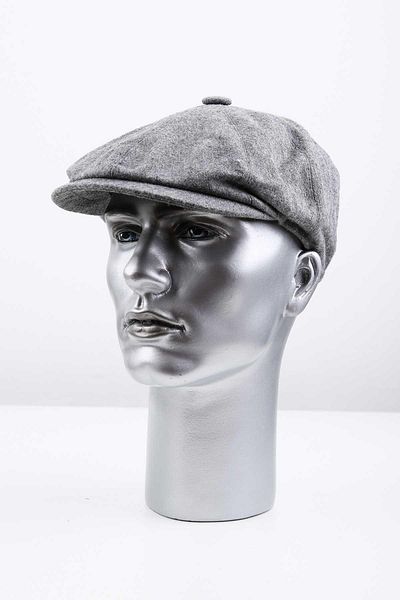 Kravatkolik Men's Gray Wool Cap - Straight Cut Kst84