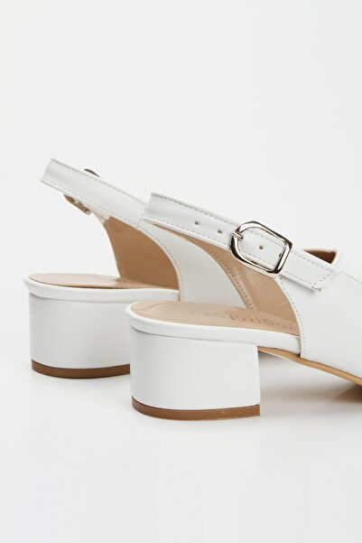 Miss Mitto Λευκό ψεύτικο δέρμα - Κομψό στιλέτο με κοντό χοντρό τακούνι