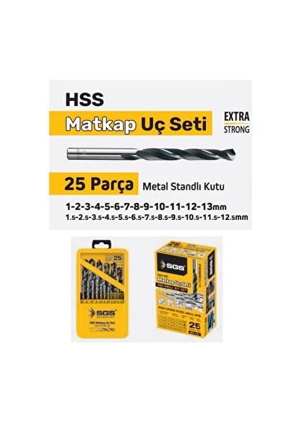 SGS 1420 25 Parça Hss Matkap Ucu Seti Metal Standlı Kutulu