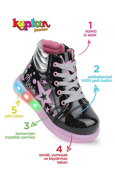 KAPTAN JUNIOR Girl's Worked Non-Slip Sole Orthopedic Boots - Bgmk 59210
