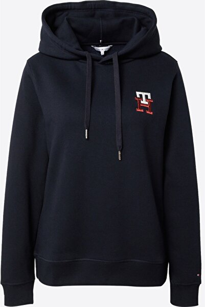 Tommy Hilfiger TH NAKIŞ MONOGRAM LOGULU KAPÜŞONLU SWEATSHİRT
