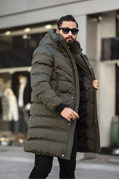 RHONES Ανδρικό πουπουλένιο μακρύ παλτό με κουκούλα 1150