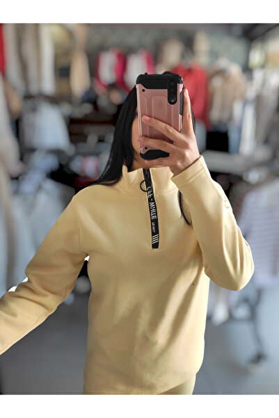 Sublime Butik Yarım Gizli Fermuarlı Kalın Hakim Yaka Regular Sweatshirt