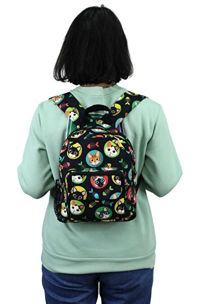 BUSRAKAZANCDESİGN Cat Pattern Backpack, Kindergarten-Nursery Bag