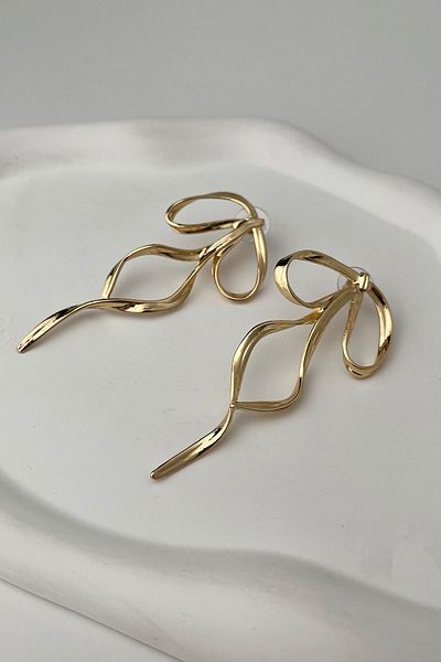 Modex Gold Color 3*7cm Bow Earrings