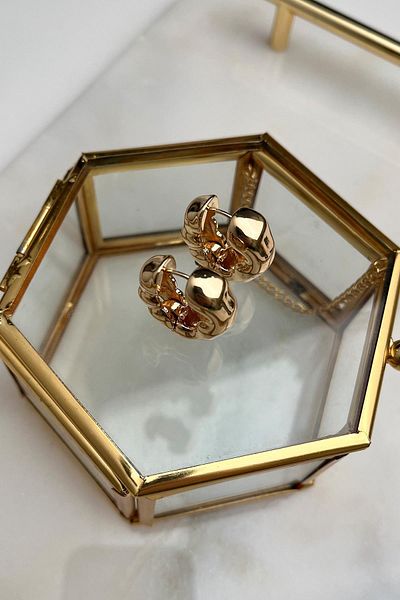 Modex Curved Oval Plate Hoop Earrings (Indoor: 1 cm)