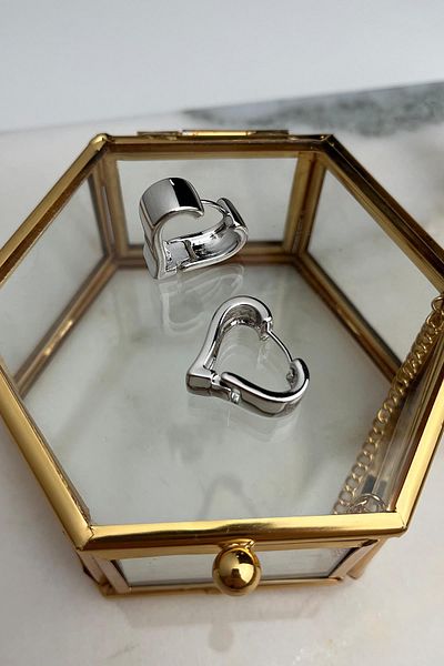 Modex Solid Brass Heart Figured Earrings (2 cm)