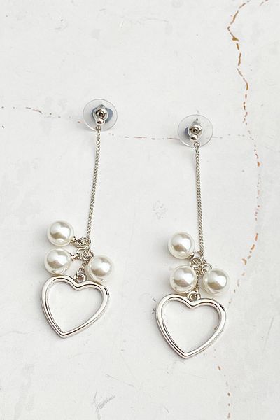 Modex Pearl Heart Dangle Earrings