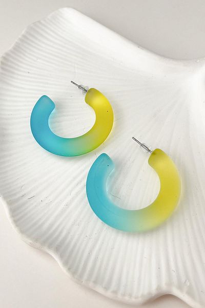 Modex Blue/Green Acrylic Hoop Earrings (3cm)