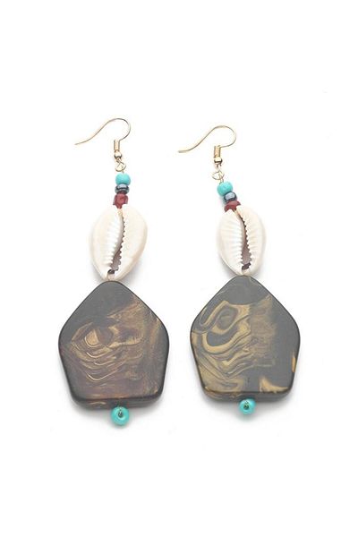 Modex Black Seashell Earrings with Natural Stones