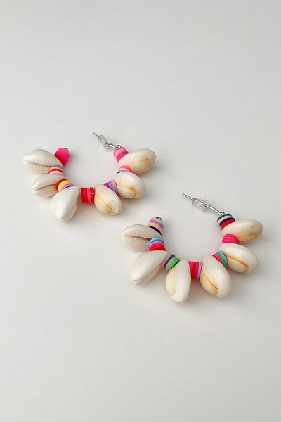 Modex Colorful Seashell Figured Hoop Earrings (3cm)