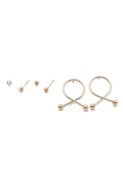 Modex Gold Yellow Geometric Shaped Multiple Earrings