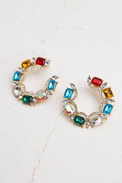Modex Colorful Checkered Hoop Earrings