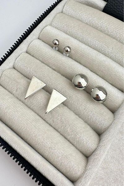 Modex Triangle Geometric Shaped Multiple Earrings Set