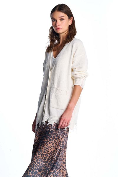 SHERIN Ecru Pocket Detailed Knitwear Cardigan