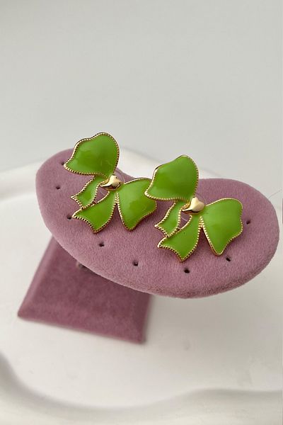 Modex Enamel Metal Bow Earrings (Size:3 cm)