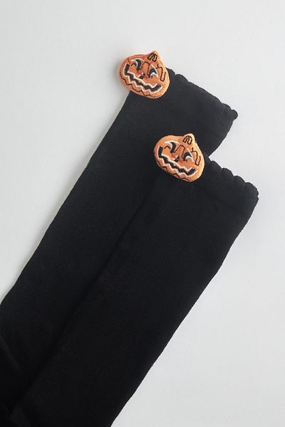 Katia&Bony Black Girl's Knee Socks with Halloween Detail
