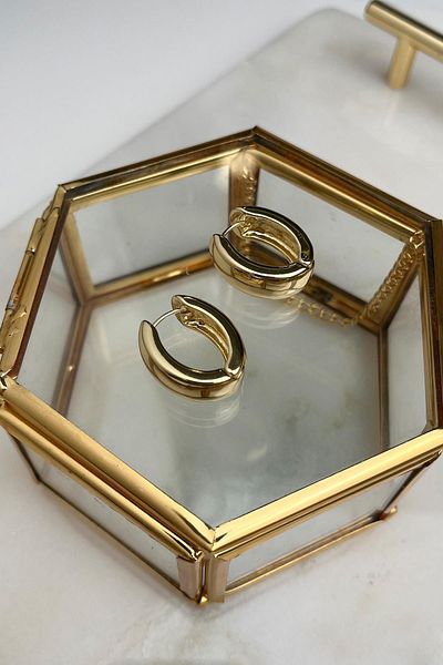 Modex Oval Curved Plate Hoop Earrings (Inner Diameter: 1cm)