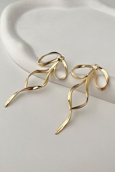 Modex Gold Color 3*7cm Bow Earrings