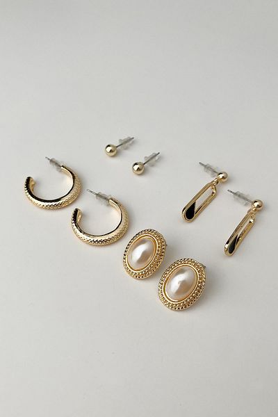 Modex Gold Color Multiple Earrings Set
