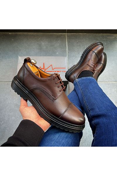 Martinetto Genuine Leather Brown Daily Men's Shoes