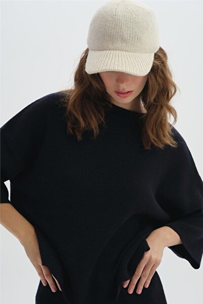 SHERIN Navy Blue Short Sleeve Knitwear Sweater