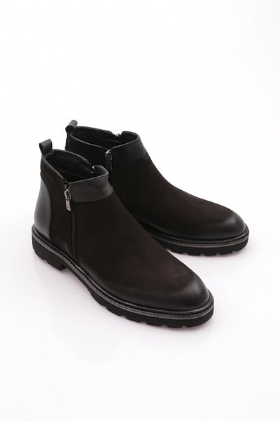 DGN Ανδρικές μπότες με φερμουάρ Μαύρο Nubuck Γνήσιο δέρμα 21041023210