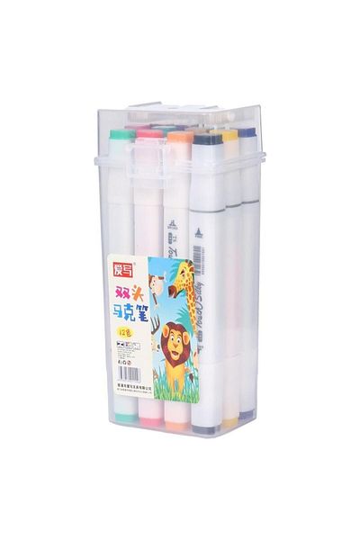 3B Trend Set of 12 Double Sided Marker and Felted Pens - Including Carrying Case