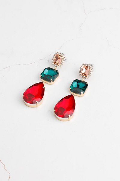 Modex Colorful Crystal Rhinestone Dangle Earrings (7cm)