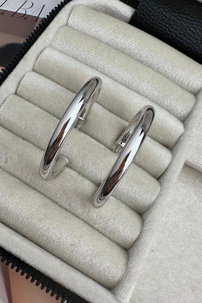Modex Silver Color Hoop Earrings (4cm)