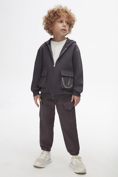 HAUSEkids Nk Boy's Steel Zippered Cardigan 4-8 Years Anthracite