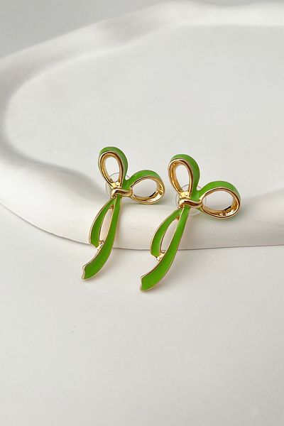Modex Enamel Metal Bow Earrings (Size:2Cm*4 cm)
