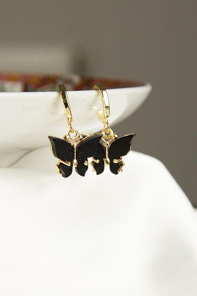 Modex Black Butterfly Figured Earrings