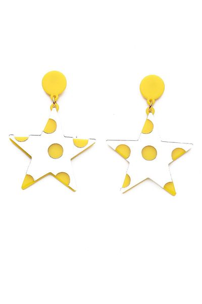 Modex Yellow Mirrored Star Earrings