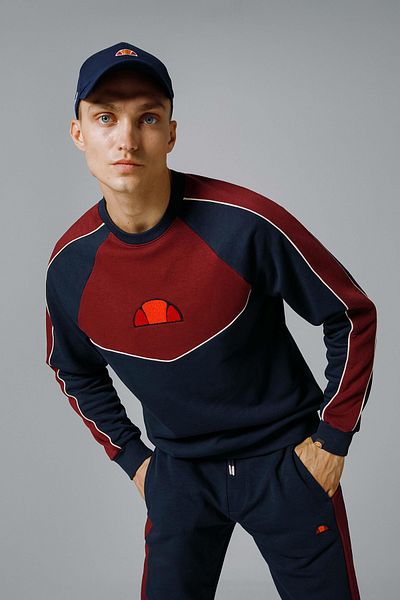 Ellesse Pánská mikina Em248 – s výstřihem, směs bavlny, logo Regular Fit mikina