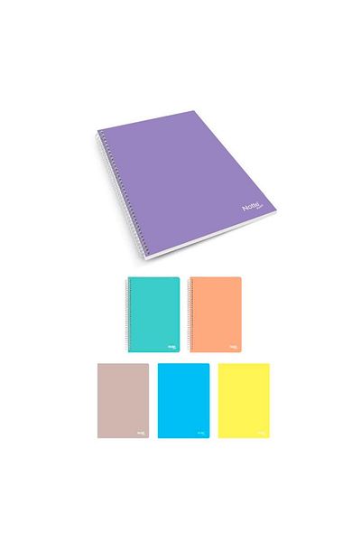 Notte A4 Pastel 60 Sheets Lined Spiral Plastic Cover Notebook 60-336
