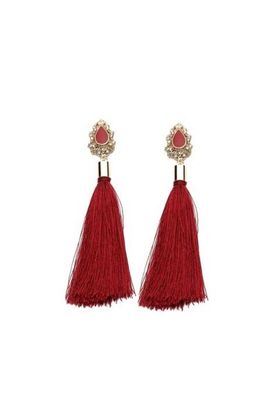 Modex Gold Yellow Long Tassel Stylish Earrings