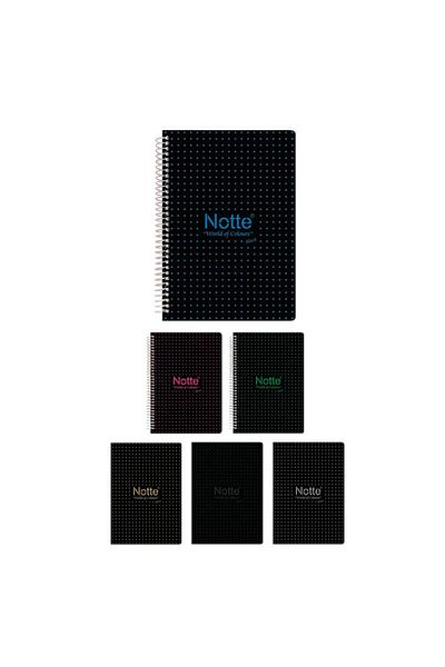 Notte Caiet A4 negru, 60 de coli, cu spirală, copertă din plastic, 60-471