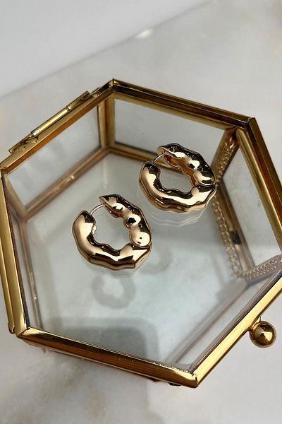 Modex Curved Oval Plate Hoop Earrings (Indoor: 1 cm)
