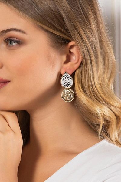Modex Medallion Earrings - Snakeskin Detail