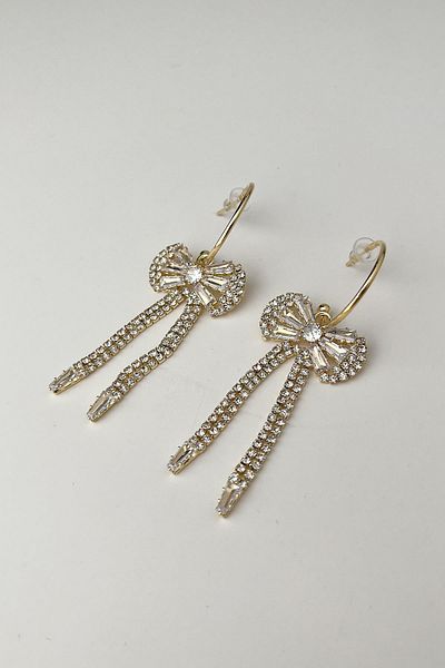 Modex Zircon Stone Bow Dangle Earrings