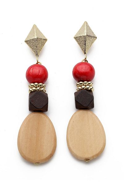 Modex Multicolored Wooden Dangle Earrings (8cm)