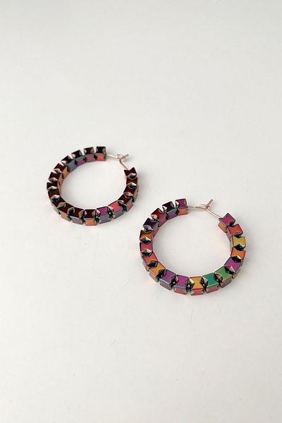 Modex Geometric Shaped Colorful Hoop Earrings (3.5cm)