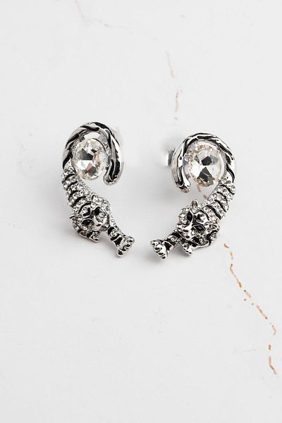 Modex Silver Color Zircon Stone Tiger Earrings