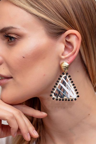 Modex Gold Yellow Colored Triangle Earrings (7cm)