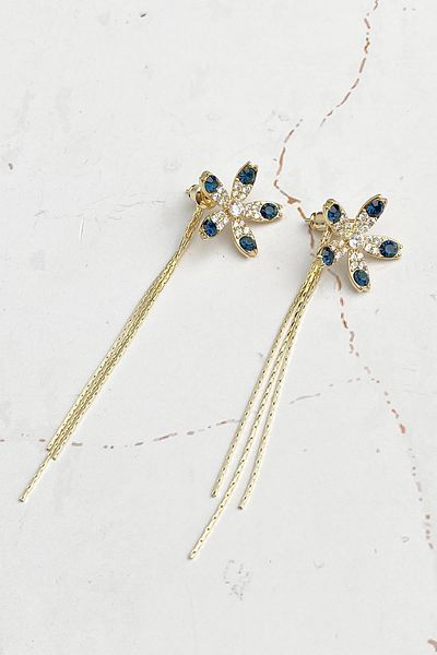 Modex Clover Figured Jewelled Dangle Earrings