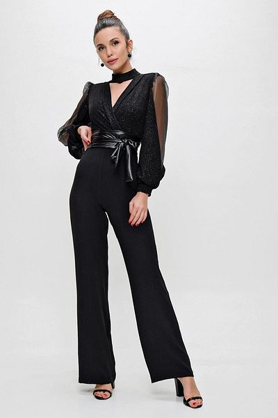 By Saygı Overall mit glitzernden Organza-Ärmeln